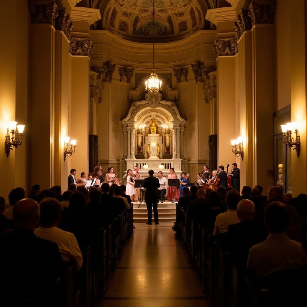 Concerto privato in una chiesa barocca durante un tour